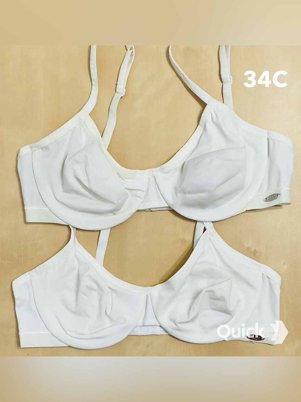 34C - New 2 pc White Soft Cup Underwire Bras